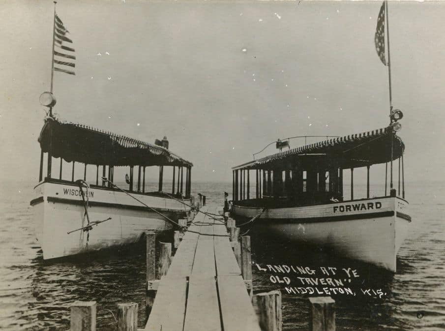 Two boats docked at Club Tavern, Middleton, Wisconsin