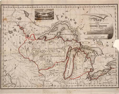 Map of the Northwestern Territories of the United States: showing the track pursued by the expedition under Governor Cass in 1820. 
