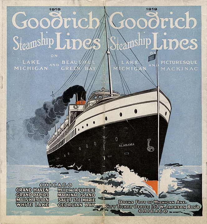 Cover of Goodrich Steamship Lines schedule for 1919. Great Lakes Marine Collection of the Milwaukee Public Library / Wisconsin Marine Historical Society.