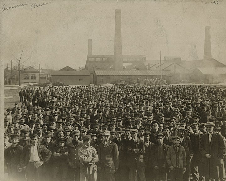 American Brass Company employees outside the Kenosha plant, ca. 1913. Kenosha County Historical Society.