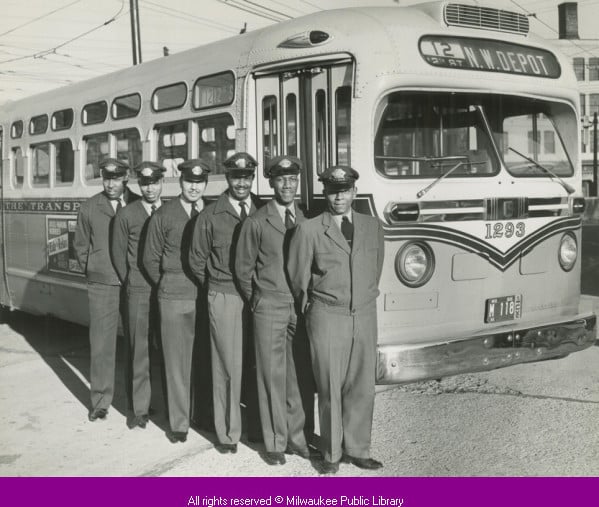 Bus drivers for the Milwaukee County Transit System, 1952. Milwaukee Public Library.