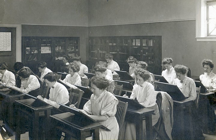 Interior design classroom, School of Home Economics, University of Wisconsin-Madison, ca. 1910.