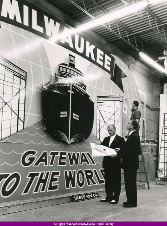 "Milwaukee - Gateway to the World" sign, 1959