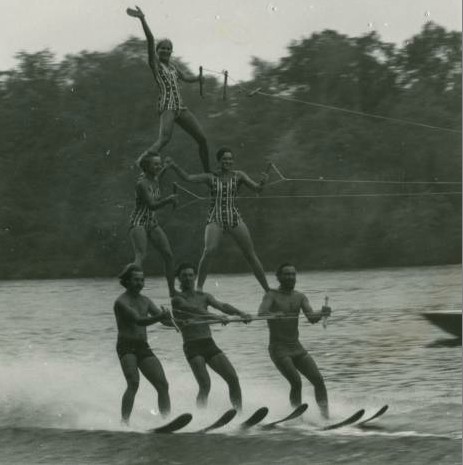 Ski Sprites waterskiing performance, Eau Claire, 1960s