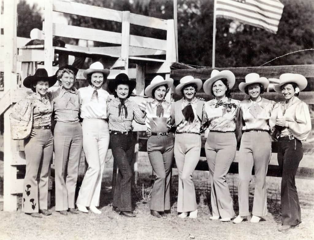 Liberty Act Cowgirls at the Joe Greer Rodeo in the 1940s. Grant County Historical Society.