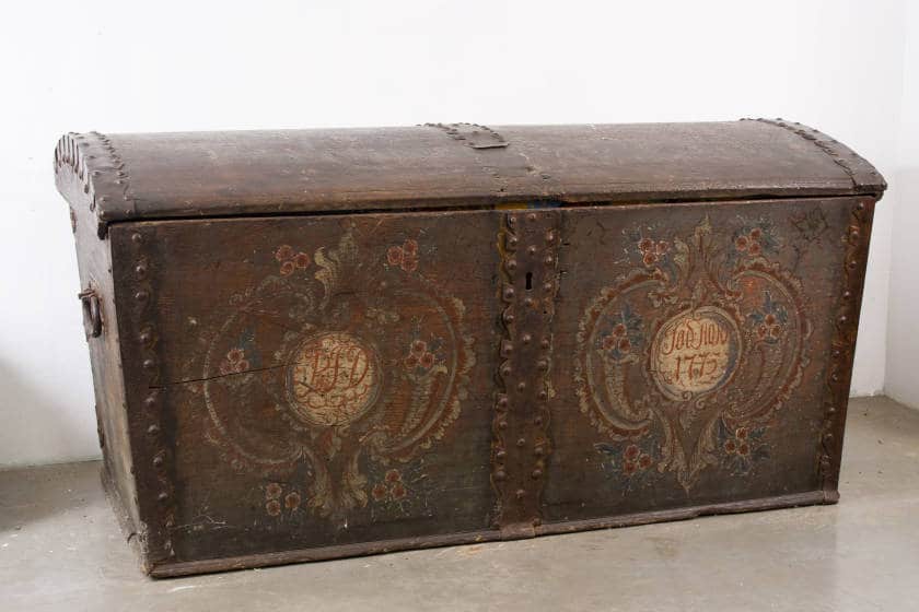 Painted trunk, Skare Collection, McFarland Historical Society.