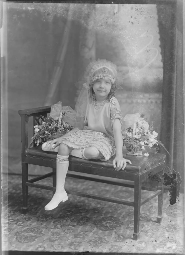 Studio portrait of wedding flower girl Dorothy Fons ca. 1927. University of Wisconsin-Milwaukee Libraries.