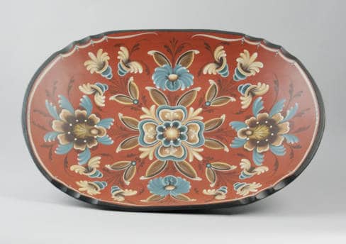 This bowl decorated by Lou Dahl of McFarland in 1984 was included in an annual exhibition of the Wisconsin State Rosemaling Association. McFarland Historical Society.