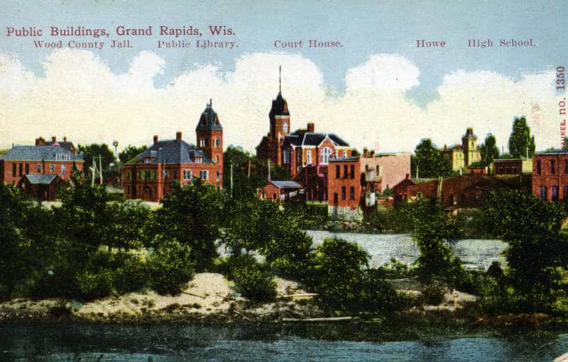Public buildings of Grand Rapids, ca. 1908. South Wood County Historical Museum.