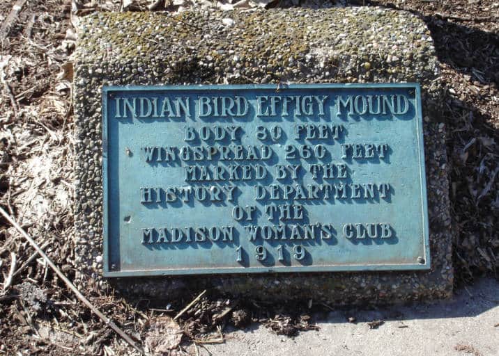 This plaque marks an effigy mound on the Edgewood College campus, Madison, Wisconsin. Edgewood College Library.