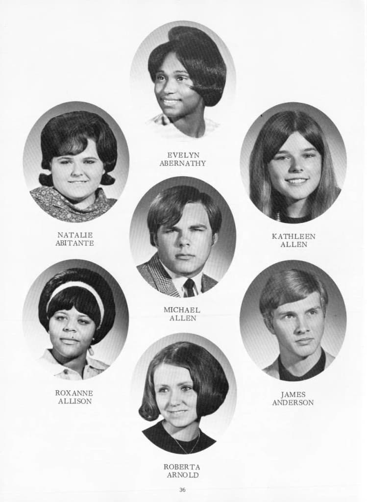 Page of senior portraits from the final Tychoberahn yearbook, published in 1969. Dane County Historical Society.