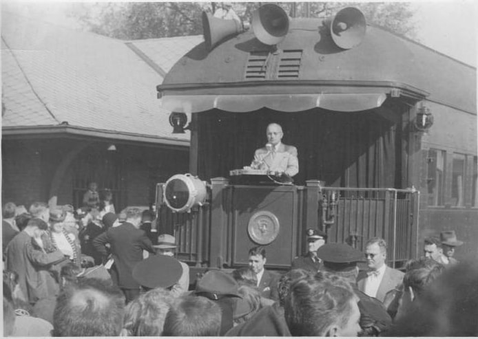 Harry Truman in Sparta, circa 1940, photographed by Herbert Anderson. Wilton Public Library. Loaned by Alice Brandau.
