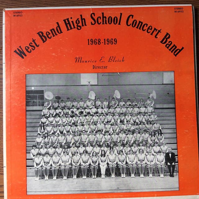 West Bend High School Concert Band record cover. Collection of Washington County Historical Society. Photo by Dorothea Salo.