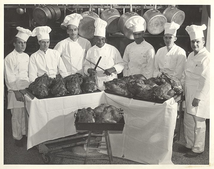 Carson Gulley and his chefs, Thanksgiving 1947. UW-Madison Archives/University of Wisconsin Digital Collections.