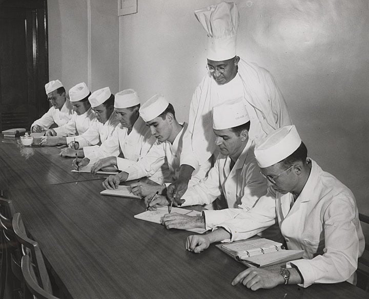 Gulley teaching chefs-in-training. UW-Madison Archives/University of Wisconsin Digital Collections.