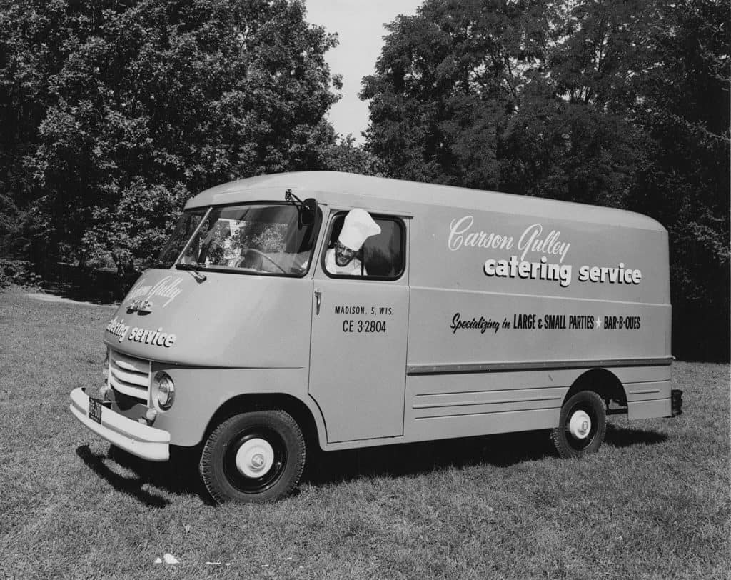 Carson Gulley in his catering service van. UW-Madison Archives/University of Wisconsin Digital Collections.