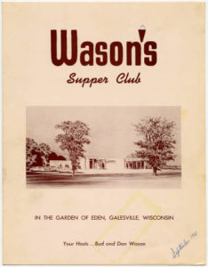 Wason's Supper Club Menu, 1961 From the Culinary Institute of America.