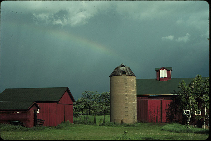 Barn house with rainbow. University of Wisconsin Digital Collections/UW-Waukesha.