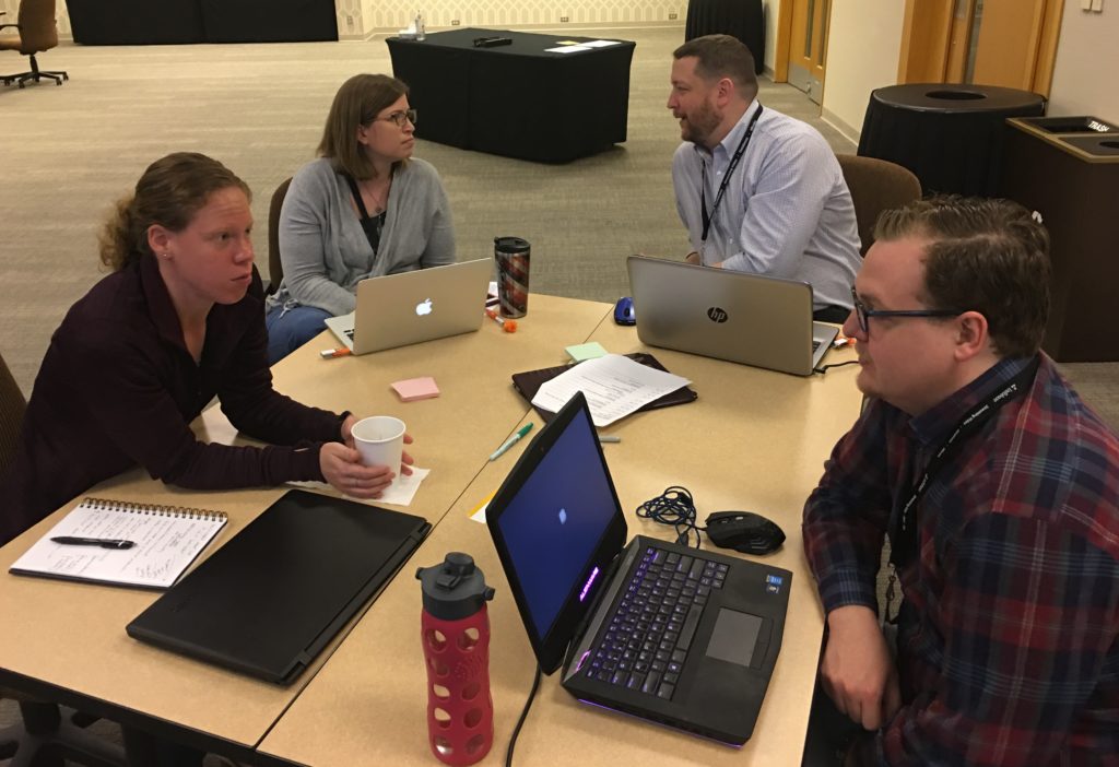 Supervisors from La Crosse and Manitowoc planning with students, CCDC immersion workshop 2018.