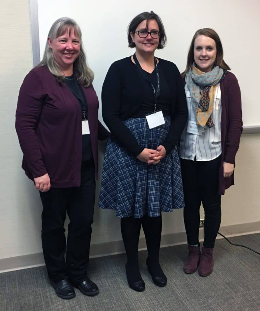 Team OWLS: Mentor Amy Cooper Cary (Head of Special Collections and University Archives, Marquette University), host site supervisor Amanda Lee (OWLSnet Manager) and Kristina Warner.