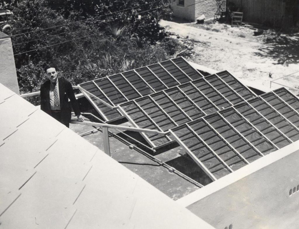 Solar hot water heating system. Source: UW Madison Archives, S09148.