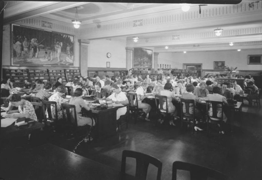Library in Schofield Hall, ca.1940.