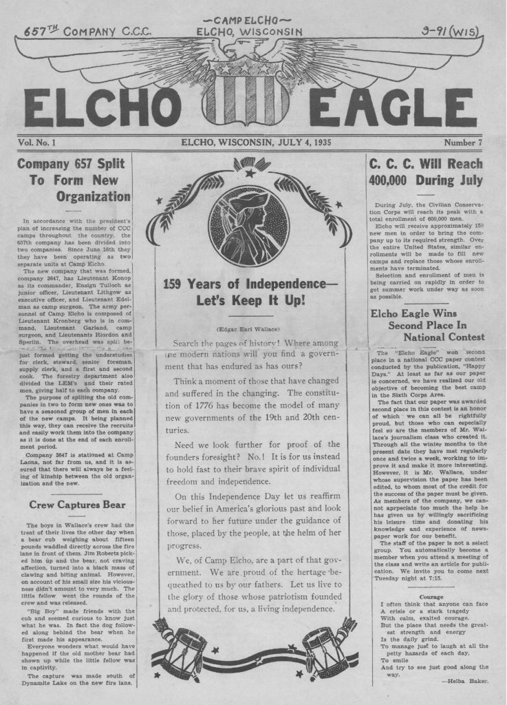 Elcho Eagle Newsletter, 1935.