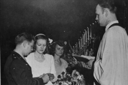 Dick and Marge exchanging vows and rings