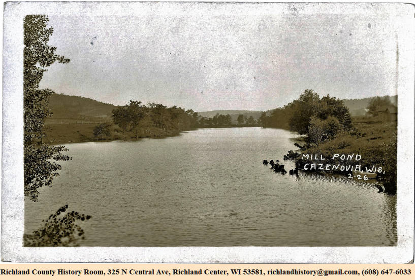 Mill Pond, Cazenovia, Westford Township, Richland County, Wisconsin, ca. 1926