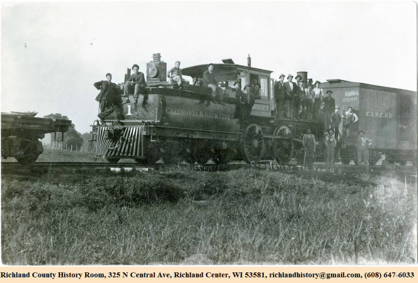 Cazenovia and Sauk City Train, Cazenovia, Westford Township, Richland County, Wisconsin, ca. 1911