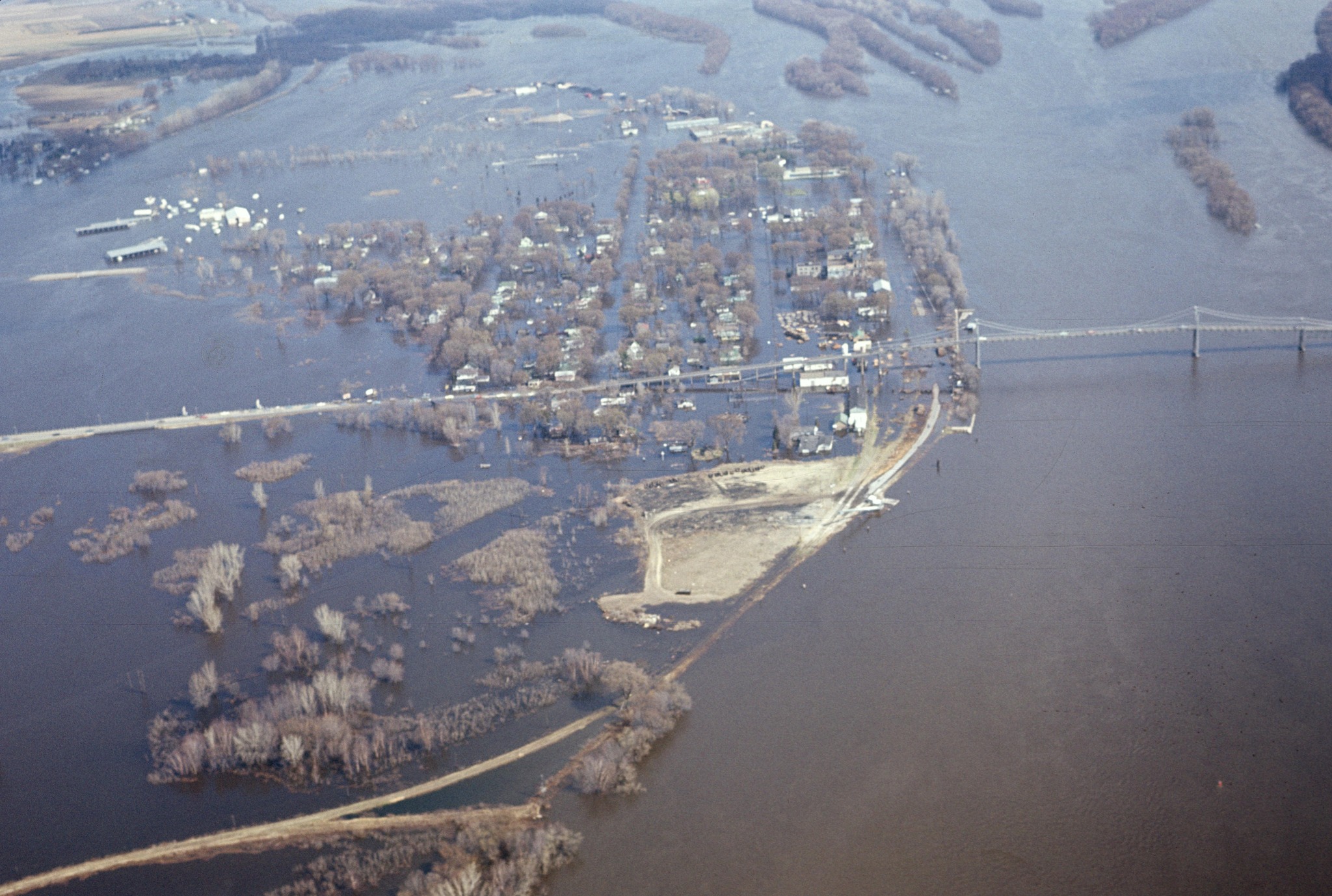 The city's location does put it at risk for flooding. Here's a massive flood of the Mississippi in Prairie du Chien, 1965.