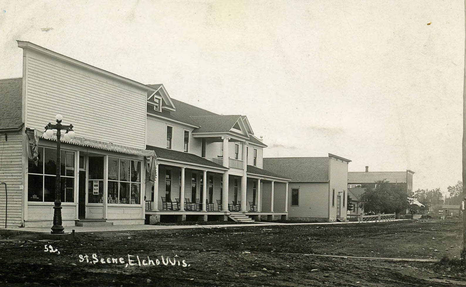 Elcho street scene, undated, but likely pre1923 Recollection Wisconsin
