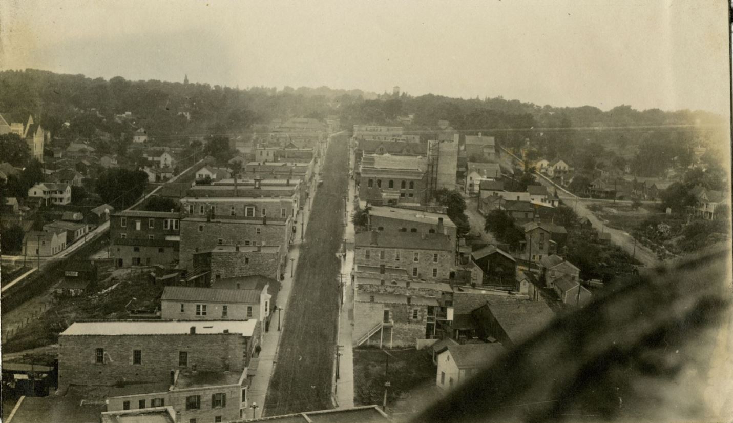 Looking west on High Street from chimney of Public Service Plant, 1914.