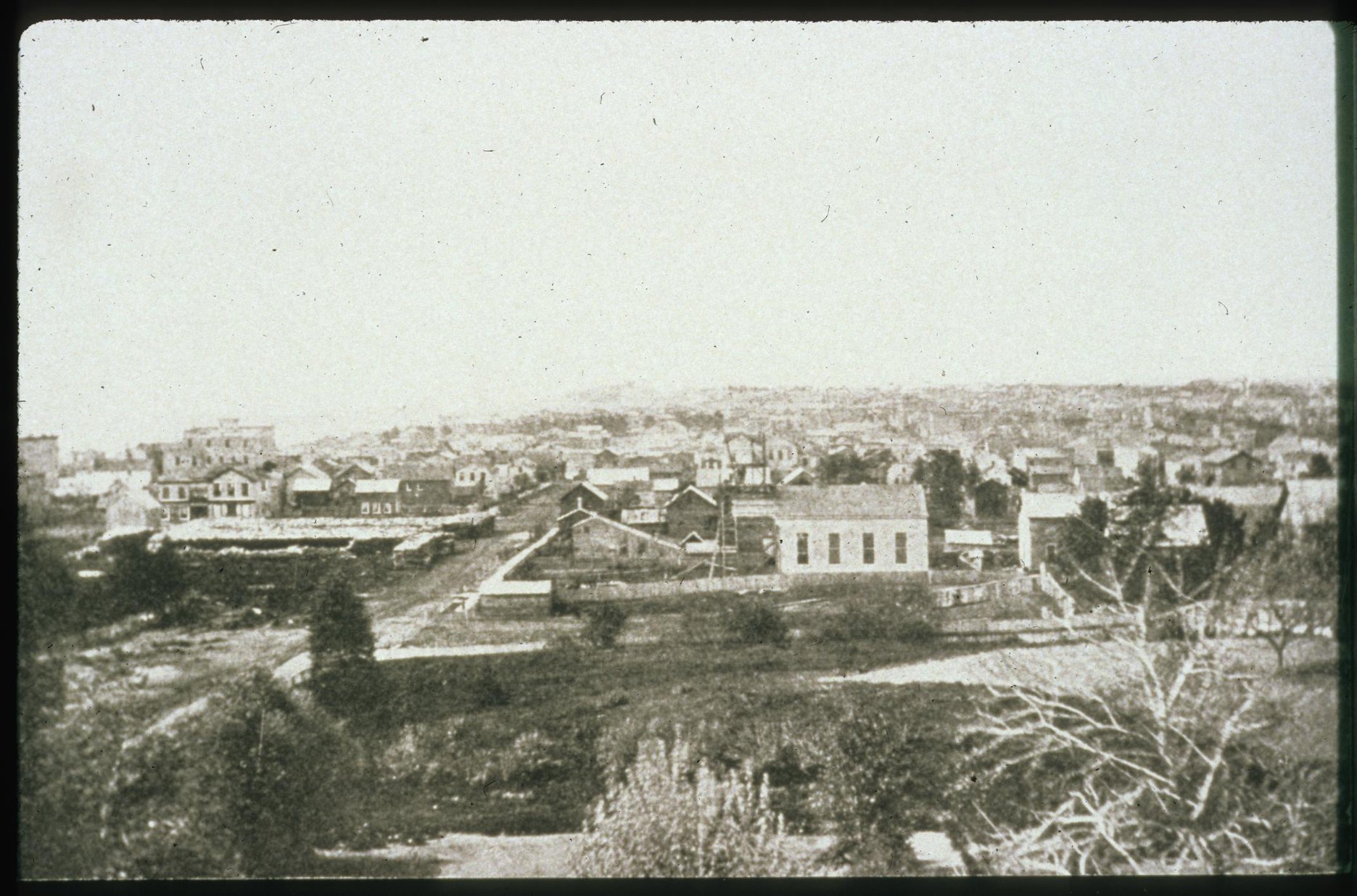 This hillside view of Manitowoc from the north side is thought to be from 1857 and is the earliest recorded photograph of the city.