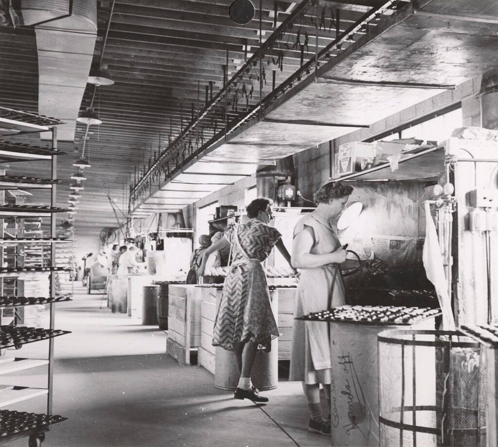 Inside view of Hortonville Manufacturing Company which made wooden Christmas toys.