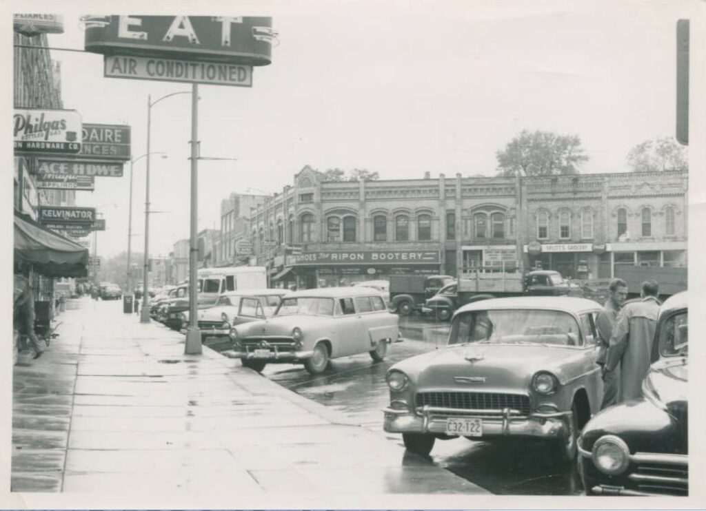 Looking southwest from east side of square, ca. 1950s.