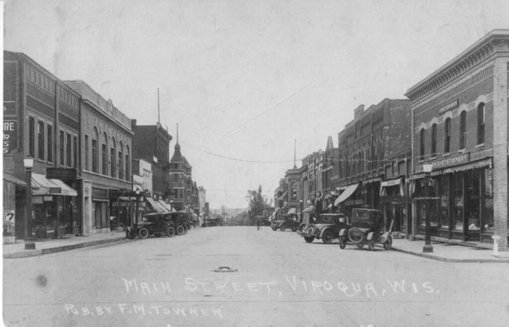 Postcard of South Main Street, Viroqua circa 1920s