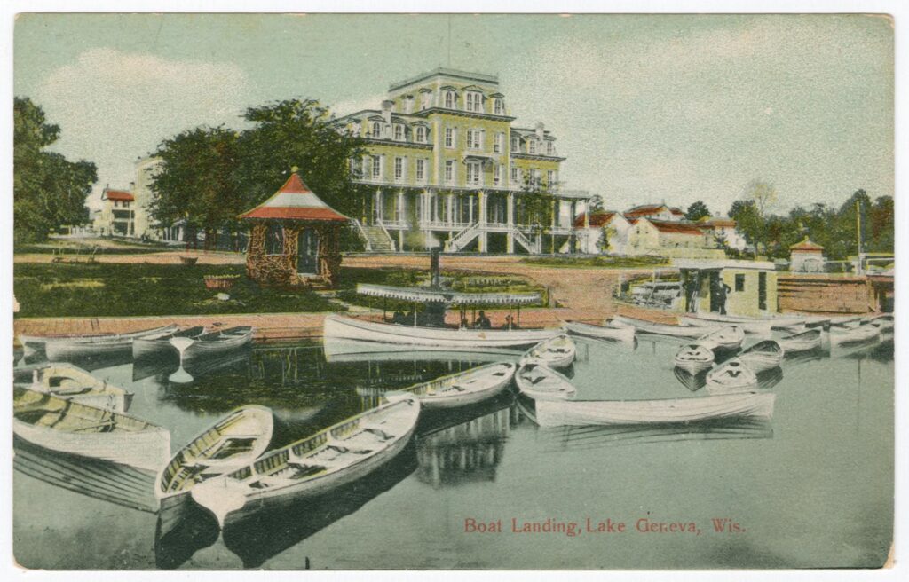 Boat landing with Whiting House in background, undated.