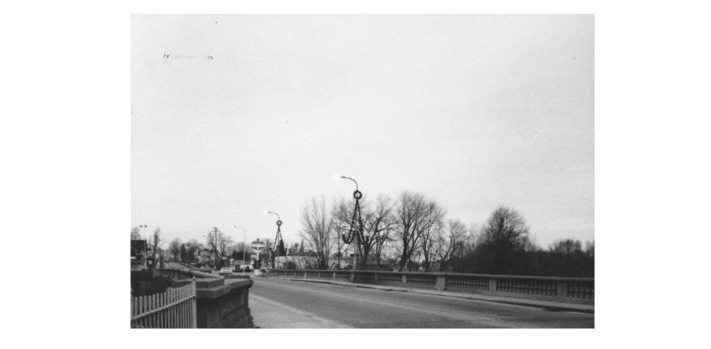 Main Street Bridge, Reedsburg, Sauk County, Wisconsin, 1983-1984. This bridge was built by Fifield Construction in 1925 over the Baraboo River. At the time of the survey, a new bridge was scheduled to replace it in 1985.