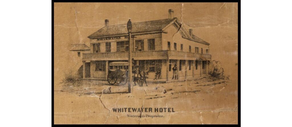 A lithographic print of the Whitewater Hotel, 1857: Wintermute, Proprietor.